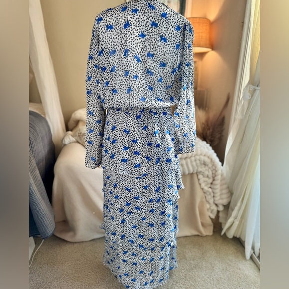 Maje Blue and White Floral Long Sleeve Dress - Picture 4 of 6
